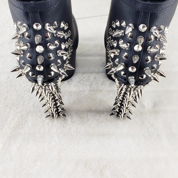 Spikes & Studs High Heel Platform Punk Rock Ankle Boots Fearless - Picture 6 of 11